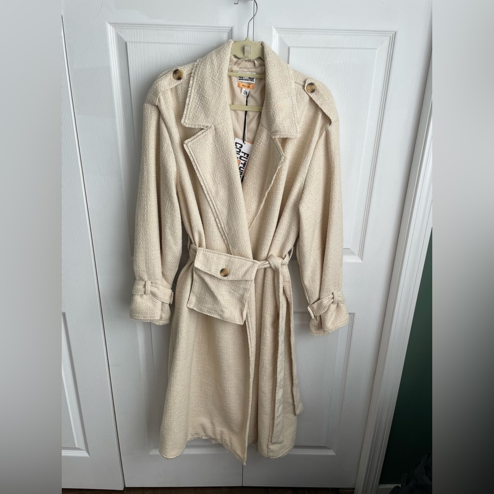 Future Collective x Jenny K López Boucle Frayed Edge Trench Coat